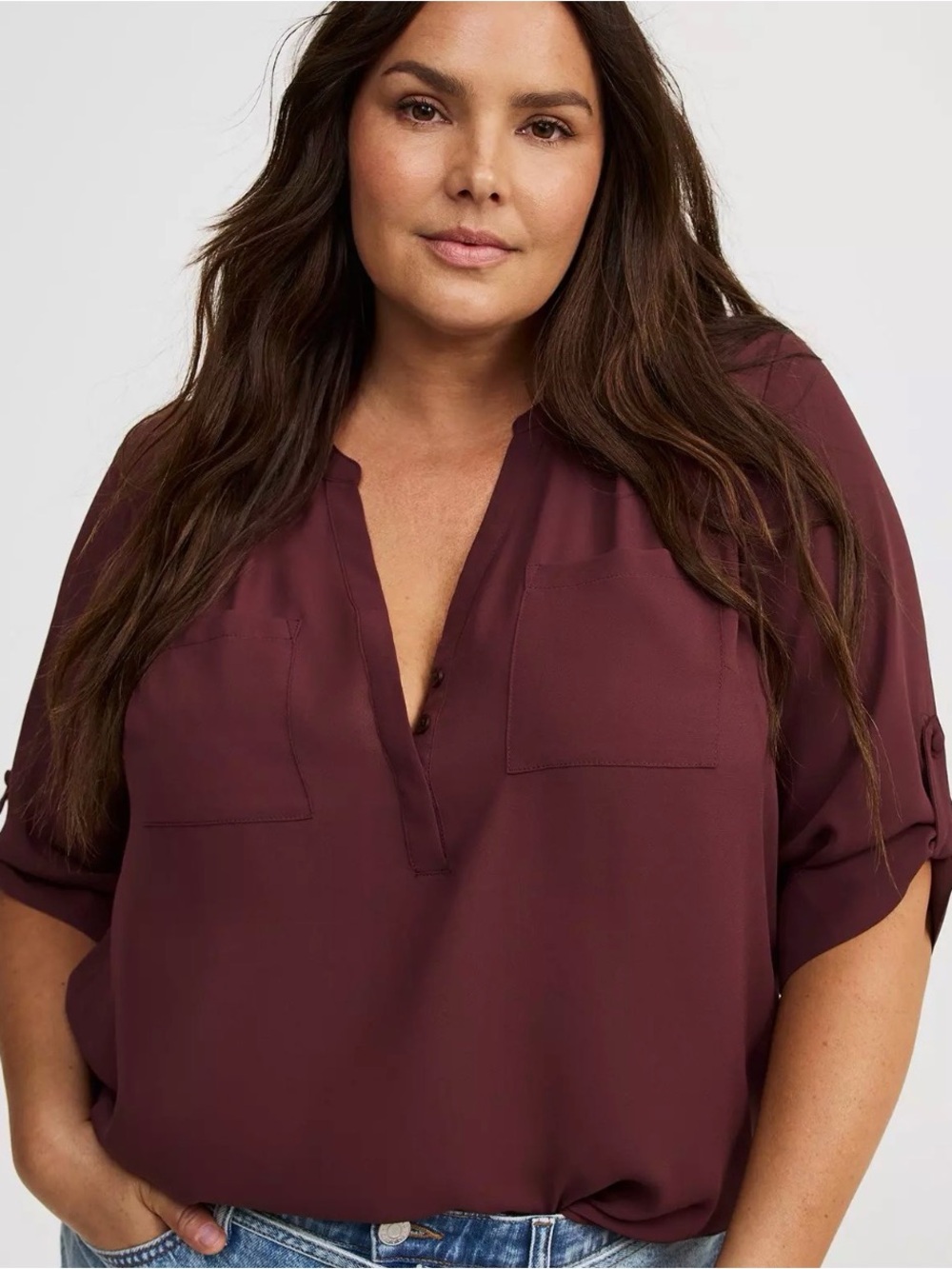 torrid Harper Georgette Pullover 3/4 Sleeve Blouse